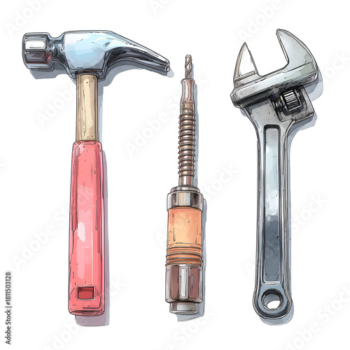 Professional Isolated Transparent Hammer Illustration for Tool Design Concepts