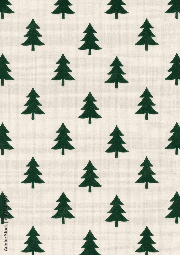 Fototapeta premium Minimalist evergreen tree pattern.