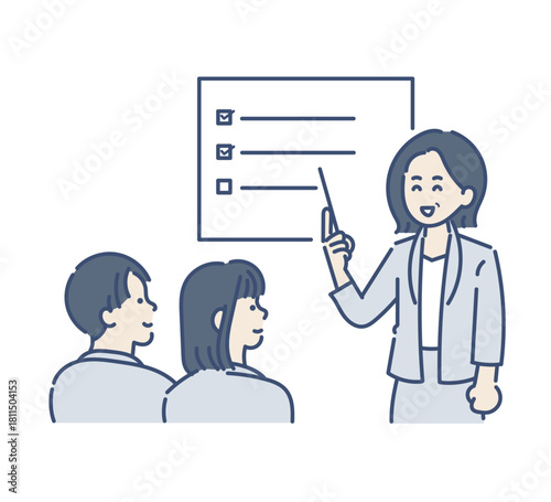 部下に指導を行う40代女性のイラスト