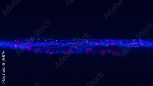 Futuristic technology wave motion with cloud data points. Digital cyberspace concept. Abstract digital wave with moving particles. Big data flow animation.