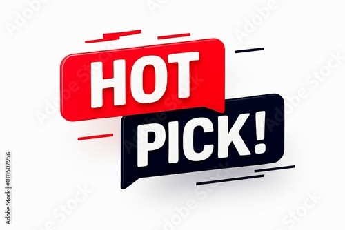 Wallpaper Mural Bold red and black speech bubbles announcing hot pick with dynamic lines suggesting movement and excitement Torontodigital.ca