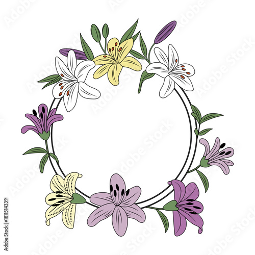 A vintage style illustration depicting lilies