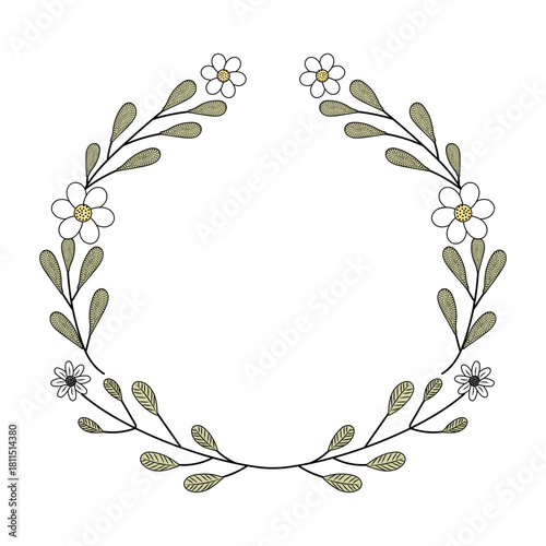 A vintage style illustration showing laurel border