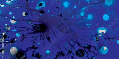 Abstract Digital Composition with Blue and Teal Glowing Spheres.