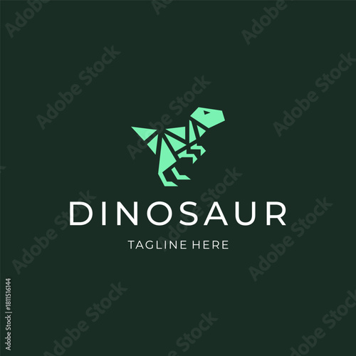 Geometric dinosaur logo design. animal flat icon illustration vector