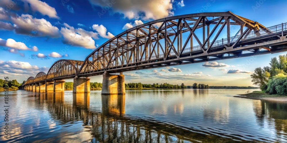 Fototapeta premium Steel structure spanning a wide river