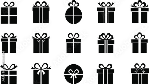 Collection Of Simple Present Boxes With Ribbon Line Art Drawing On Transparent Background With Various Shapes Depicting Celebration Giving And Festive Occasions