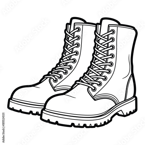black and white combat boots clip art preview