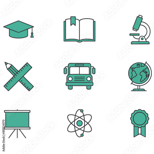 Education Icons A Set of Essential Symbols for Learning, Knowledge, and Academic Pursuits