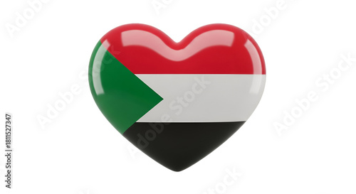 Free Download Sudan Love: A heart-shaped emblem, vividly portraying the Sudan flag, symbolizes patriotism, unity, and a heartfelt connection to the nation. - GFXLoad
