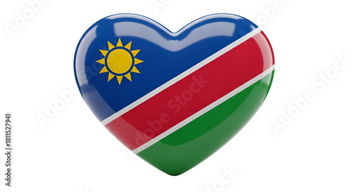 Free Download Namibian Heart: A vibrant heart-shaped emblem, displaying the distinct colors and design of the Namibian flag, symbolizes national pride and affection. - GFXLoad