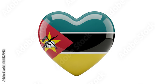 Love for Mozambique: A vibrant heart adorned with the Mozambican flag, showcasing national pride and affection. Free Download Love for Mozambique: A vibrant heart adorned with the Mozambican flag, showcasing national pride and affection. - GFXLoad