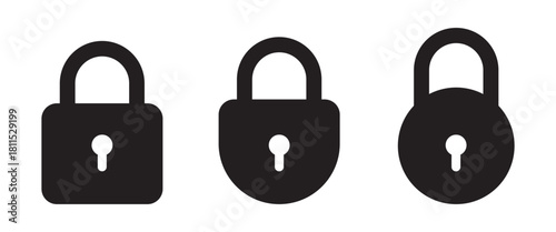 Lock icons in different shapes and sizes, representing security, privacy, and protection