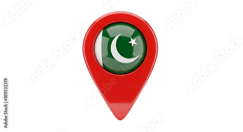 Free Download Pakistan Location Pin: A vibrant red location pin featuring the iconic flag of Pakistan, set against a pristine backdrop, symbolizes location, travel, and cultural pride. - GFXLoad