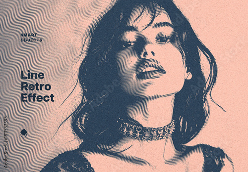 Engraved Line Photo Effect Mockup