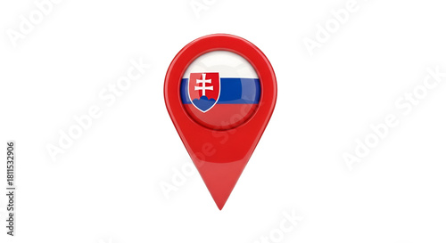Free Download Slovakian Location Icon: A vibrant red location marker prominently displays the Slovakian flag, symbolizing the precise location and national identity. - GFXLoad