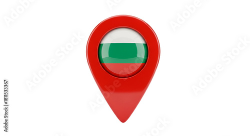 Free Download Bulgaria Location Pin: A 3D rendered red location pin featuring the Bulgarian flag, symbolizing place, destination, and precise location. - GFXLoad