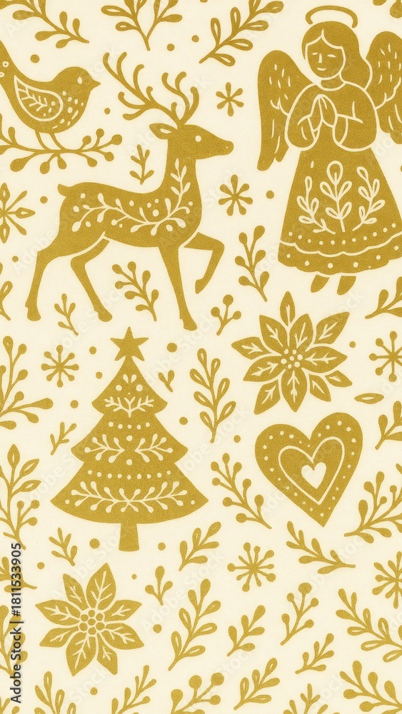 Obraz premium Festive gold holiday pattern mobile wallpaper