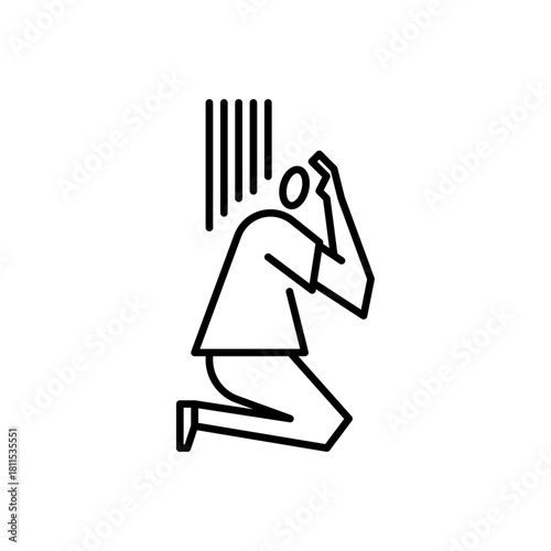 stress gesture outline icon. sad illustration.
