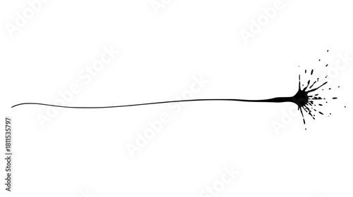 Dynamic black ink splash with flowing line for artistic expression and modern design projects, originally a scalable vector graphic