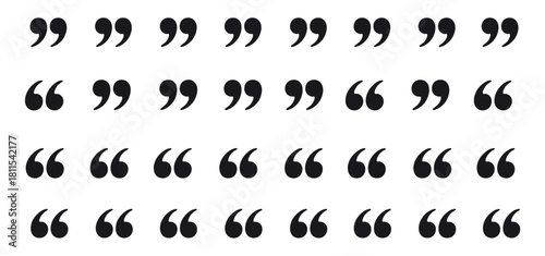 Quotation Marks Black Symbols in Solid and Calligraphic Styles