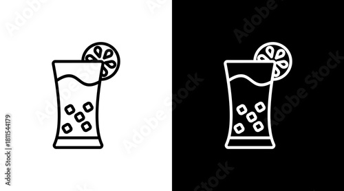 Orange Juice With Icon Set Design