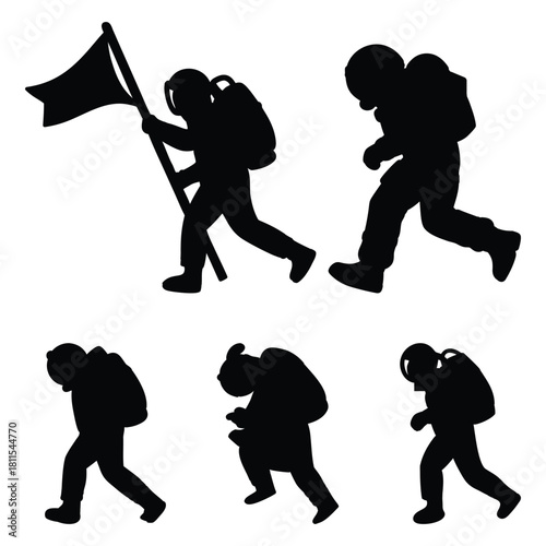 Astronauts in motion reflect exploration, curiosity, and interaction within the vast space frontier