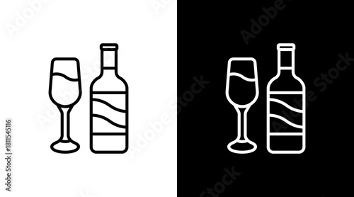 Wine Glass With Icon Set Design