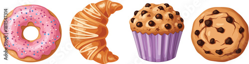 Donut, Croissant, Muffin, Cookie Pastries