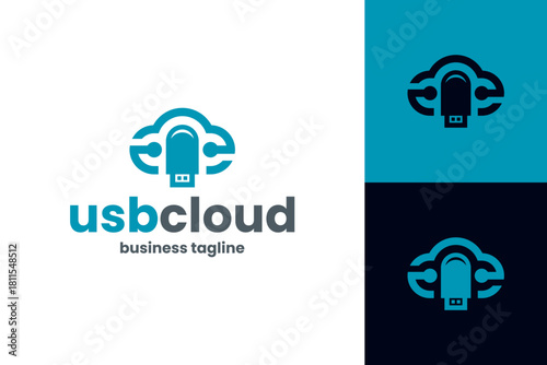 usb cloud technology logo vector