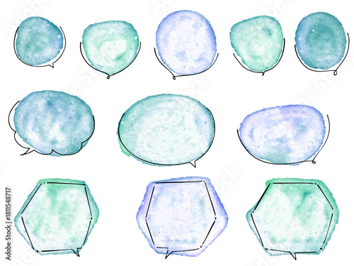 水彩のかわいいフキダシ　手描き