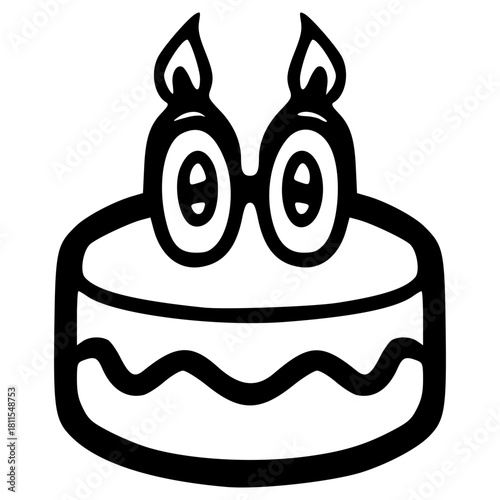 doodle birthday cake illustration hand drawn outline vector