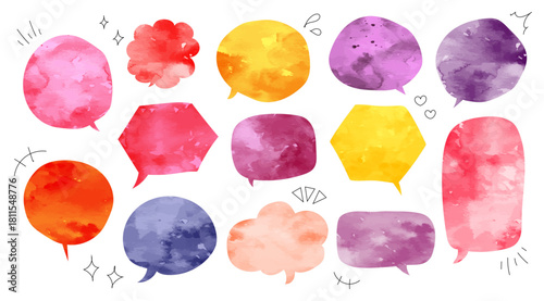 水彩のかわいいフキダシ　手描き