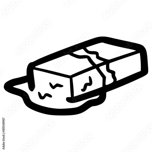 butter melting illustration hand drawn outline vector