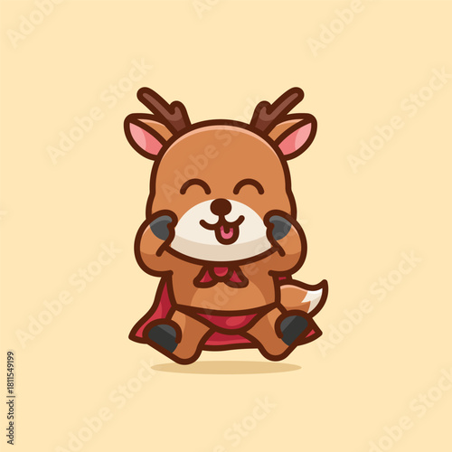 Simple Silly Superhero Deer cartoon vector illustration Pig and Deer concept icon isolated