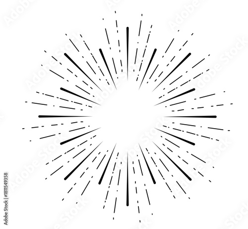Sunburst Retro Dash Lines Radial Vector Illustration