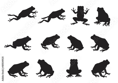 Frog Silhouettes Diverse Poses and Perspectives for Creative Projects