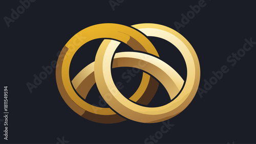 A gold and silver ring with a black background. The ring is a symbol of love and commitment