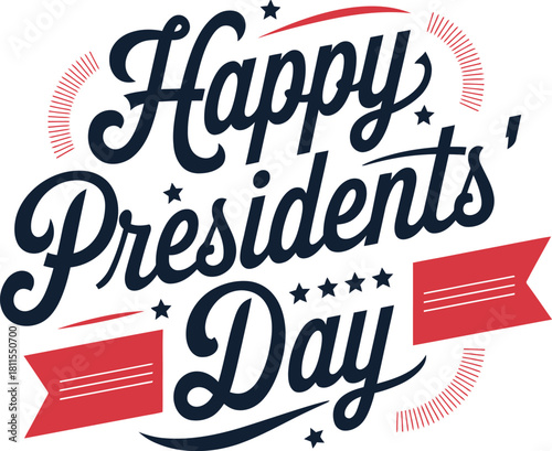 Happy Presidents Day creative text with USA celebration, Federal holiday in America, holiday design, Banner, Poster, Greeting Card. Vector Illustration