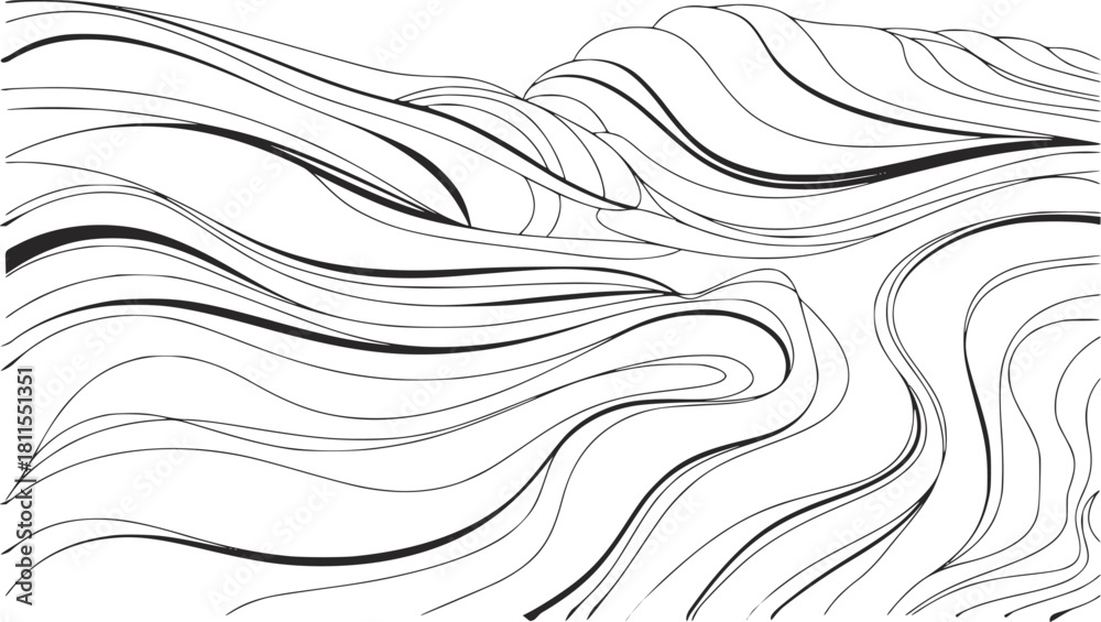 Fototapeta premium Abstract Black and White Wavy Line Pattern Background