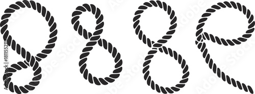 Dark Gray Twisted Rope Shapes on White Background