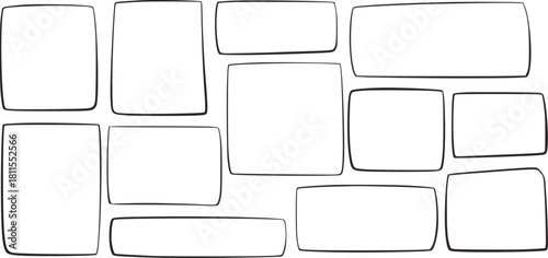 Hand Drawn Rectangular and Square Frames with Rounded Corners