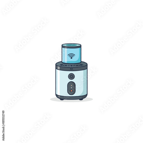 A smart home technology concept illustrating a modern and compact wifi enabled humidifier design