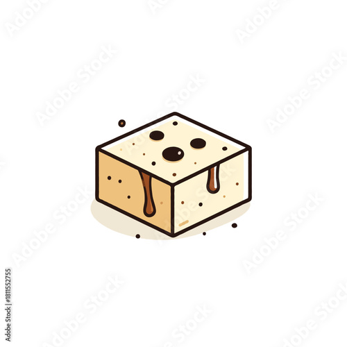 A stylized confectionary cube with drizzles an enticing treat visual design delightful sweet