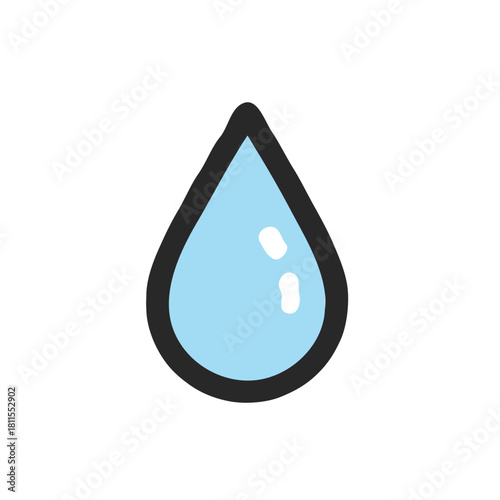 A whimsical representation of hydration a solitary teardrop in pastel blue within bold outline