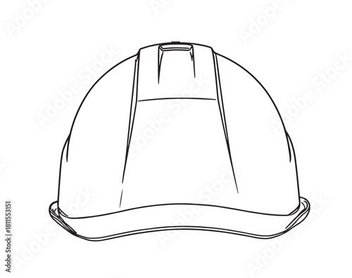 Line Art Drawing of a Safety Hard Hat