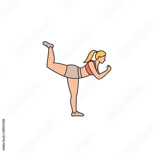 Active woman gracefully engaging in a single leg hip extension exercise for muscle strengthening
