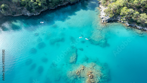 Fototapeta Naklejka Na Ścianę i Meble -  Stunning drone shot of Ölüdeniz Blue Lagoon, a famous summer travel destination.