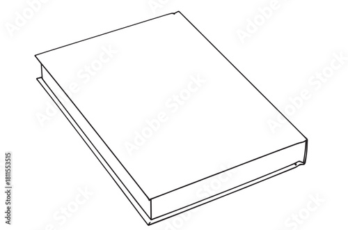 Simple Line Art Outline of a Closed Book or Rectangular Box