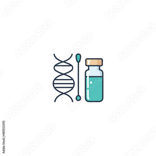 Analyzing deoxyribonucleic acid structure examining sample swabs fluid vials exploring genetic